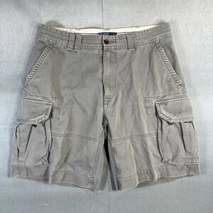Polo Ralph Lauren Cargo Shorts Mens 35 Gray Heavyweight Chino 9.5" Vintage Y2K